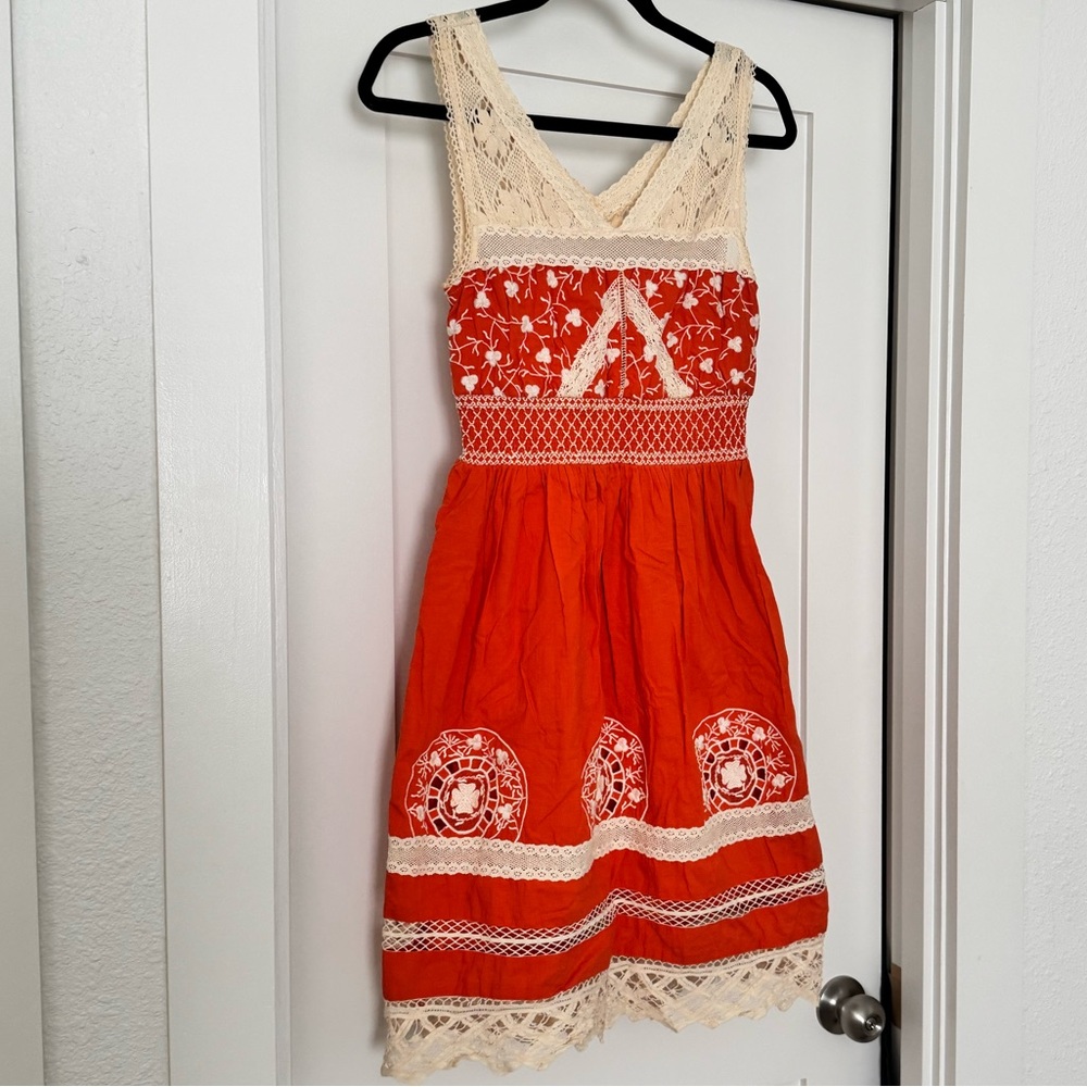 Anthropologie Moulinette Soeurs Orange and Cream Size 2 Dress